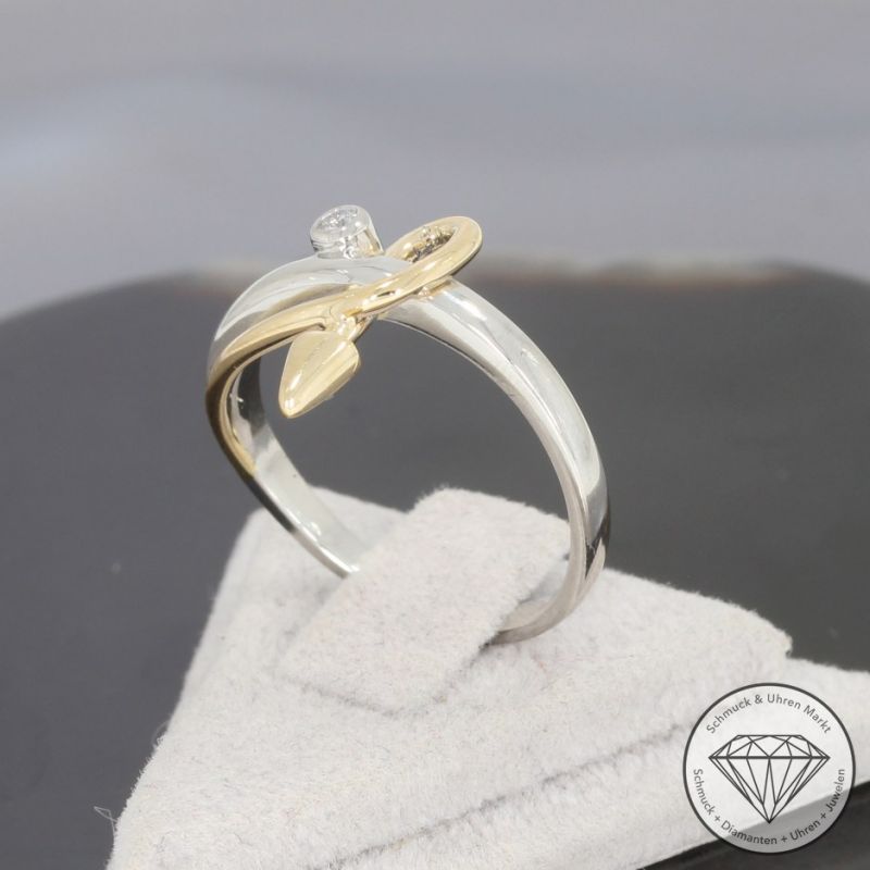 Wert 1390 € Bicolor Brillant Ring in 950er Platin & 750er 18 K Gelbgold - 101176