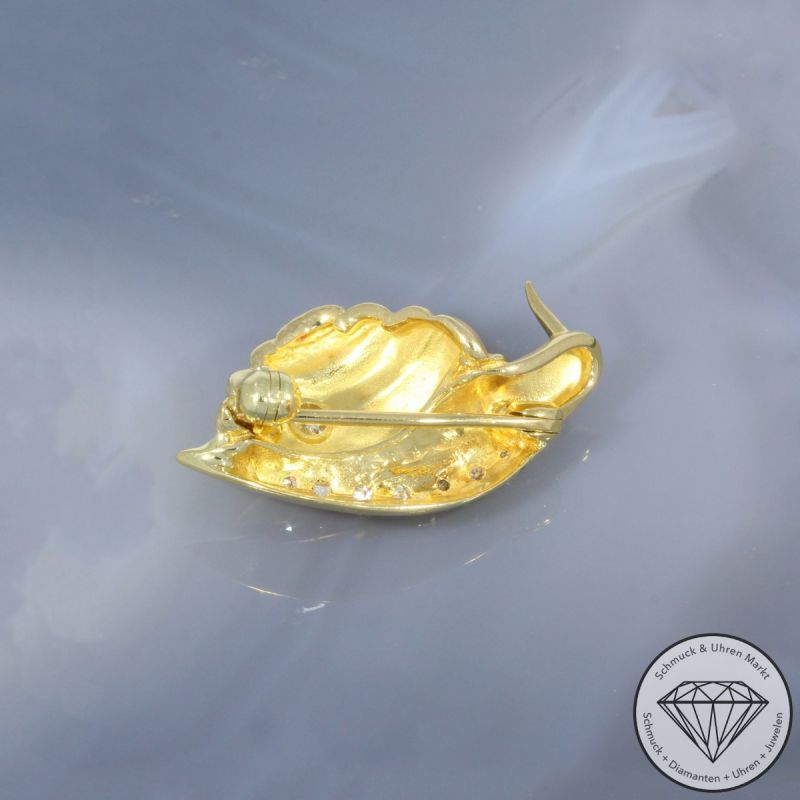 Wert 1590 € Brillant Diamant Brosche Schnecke in 750er 18 K Gelbgold - 101233