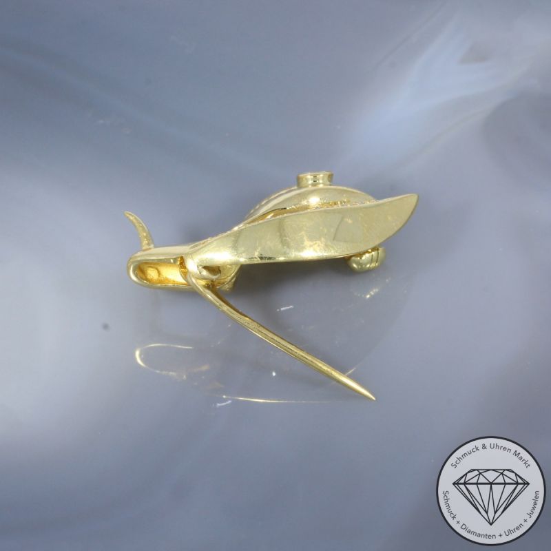 Wert 1590 € Brillant Diamant Brosche Schnecke in 750er 18 K Gelbgold - 101233