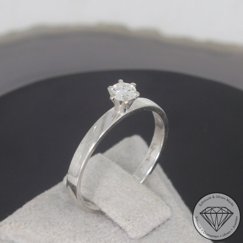 Wert 1150 € Solitär Brillant Ring (ca. 0,15 carat) in 750er 18 K Weißgold - 101280
