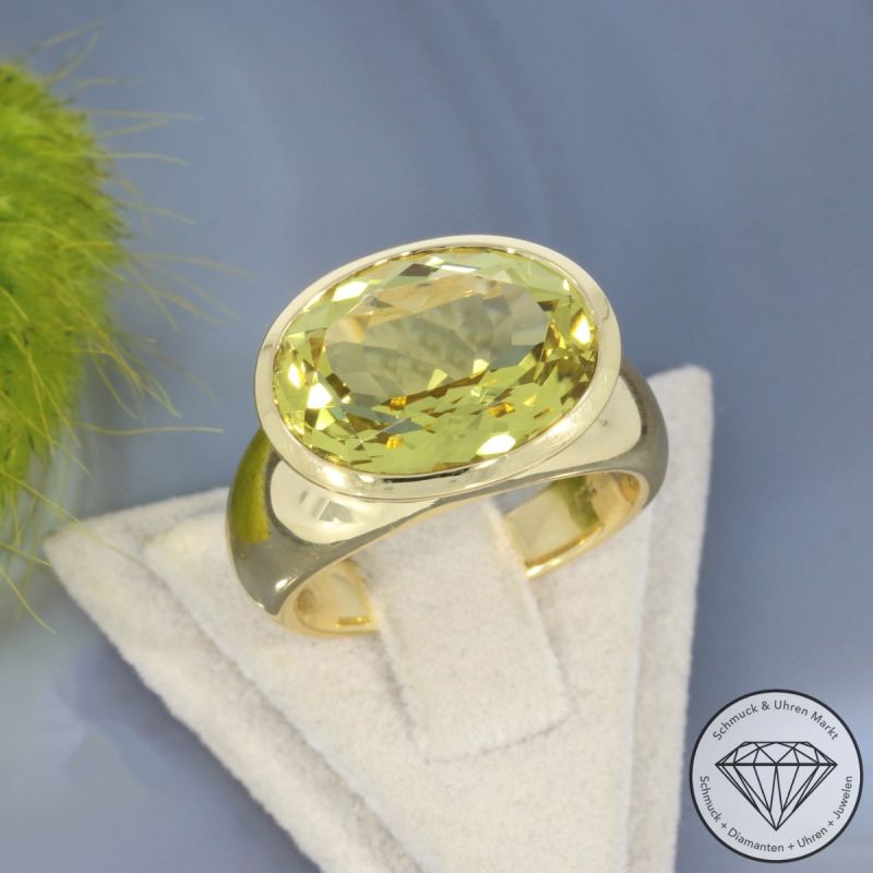Wert 3490 € Lemonquarz Ring in 750er 18 K Gelbgold - 101449