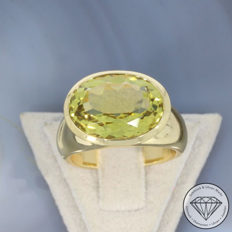 Wert 3490 € Lemonquarz Ring in 750er 18 K Gelbgold - 101449