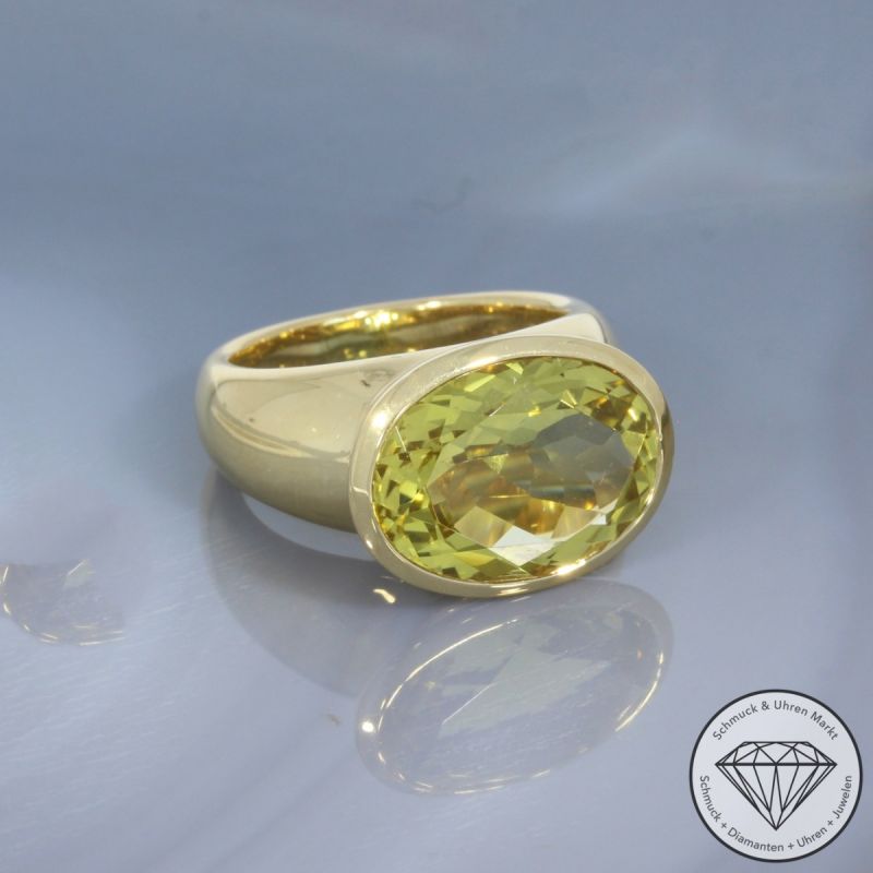Wert 3490 € Lemonquarz Ring in 750er 18 K Gelbgold - 101449