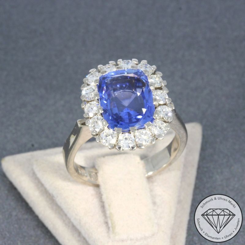 Wert 7490 € Brillant Saphir Ring in 585er 14 K Weißgold - 101611