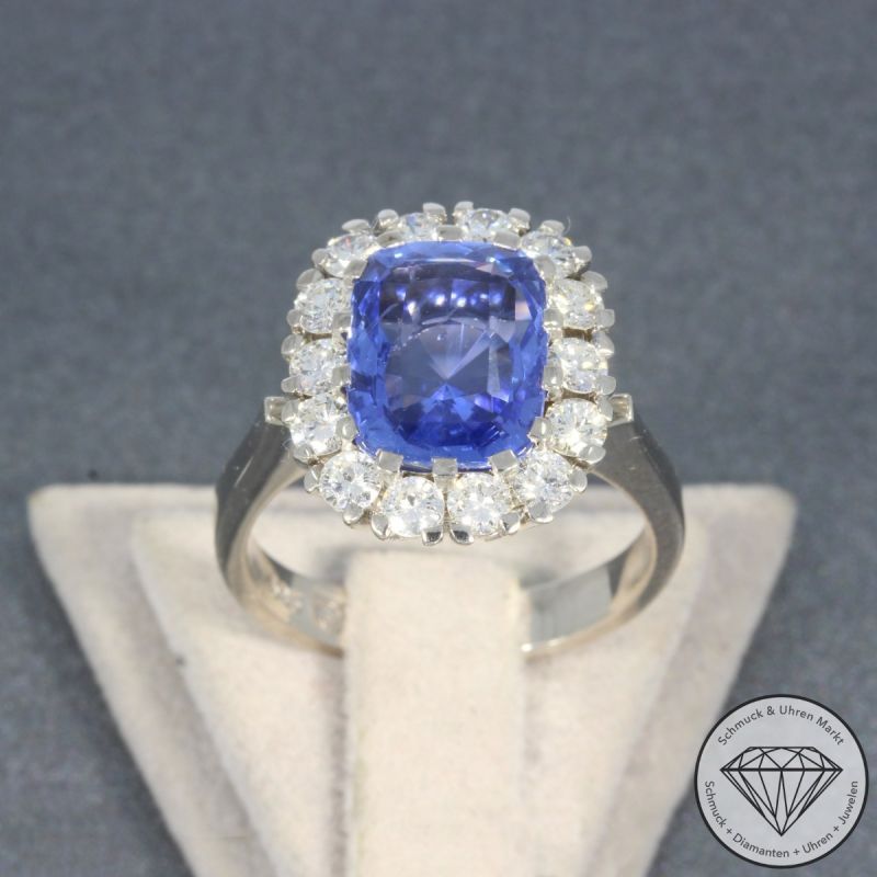 Wert 7490 € Brillant Saphir Ring in 585er 14 K Weißgold - 101611