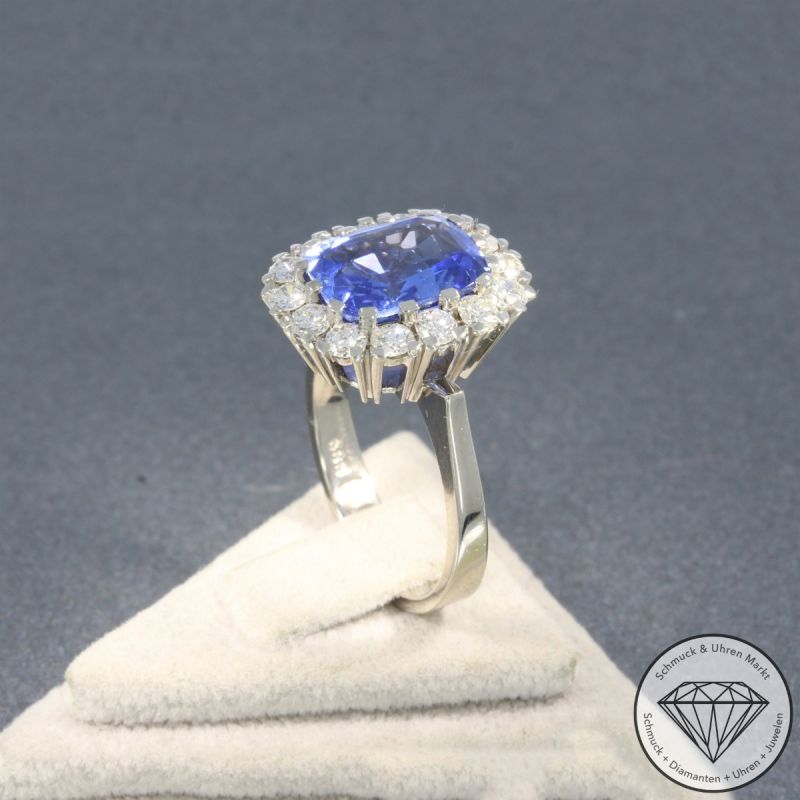 Wert 7490 € Brillant Saphir Ring in 585er 14 K Weißgold - 101611