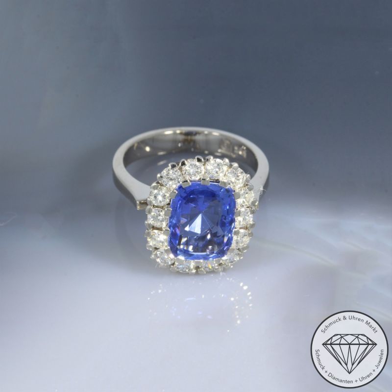 Wert 7490 € Brillant Saphir Ring in 585er 14 K Weißgold - 101611