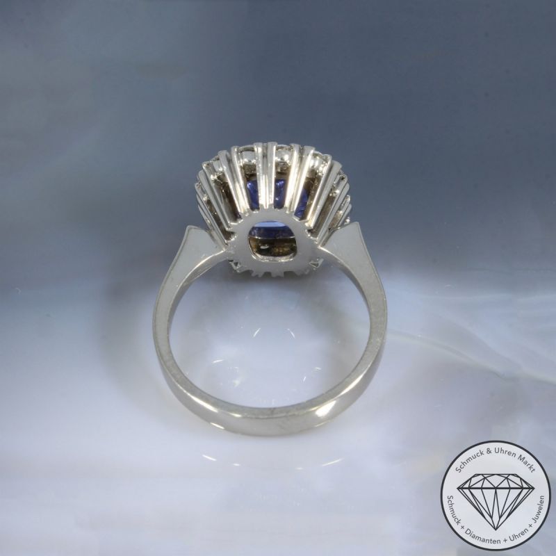 Wert 7490 € Brillant Saphir Ring in 585er 14 K Weißgold - 101611
