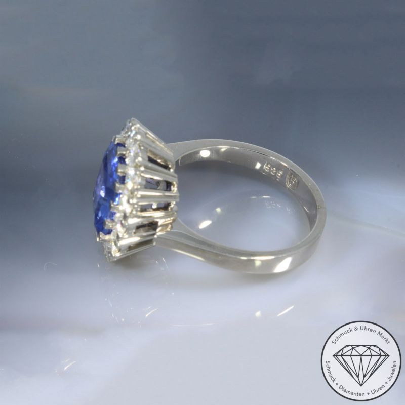 Wert 7490 € Brillant Saphir Ring in 585er 14 K Weißgold - 101611