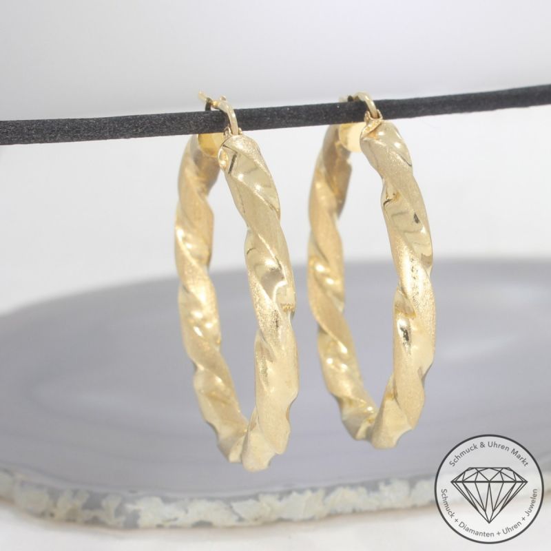 Wert 1350 € Ohrringe Creolen in 585er 14 K Gelbgold - 101619