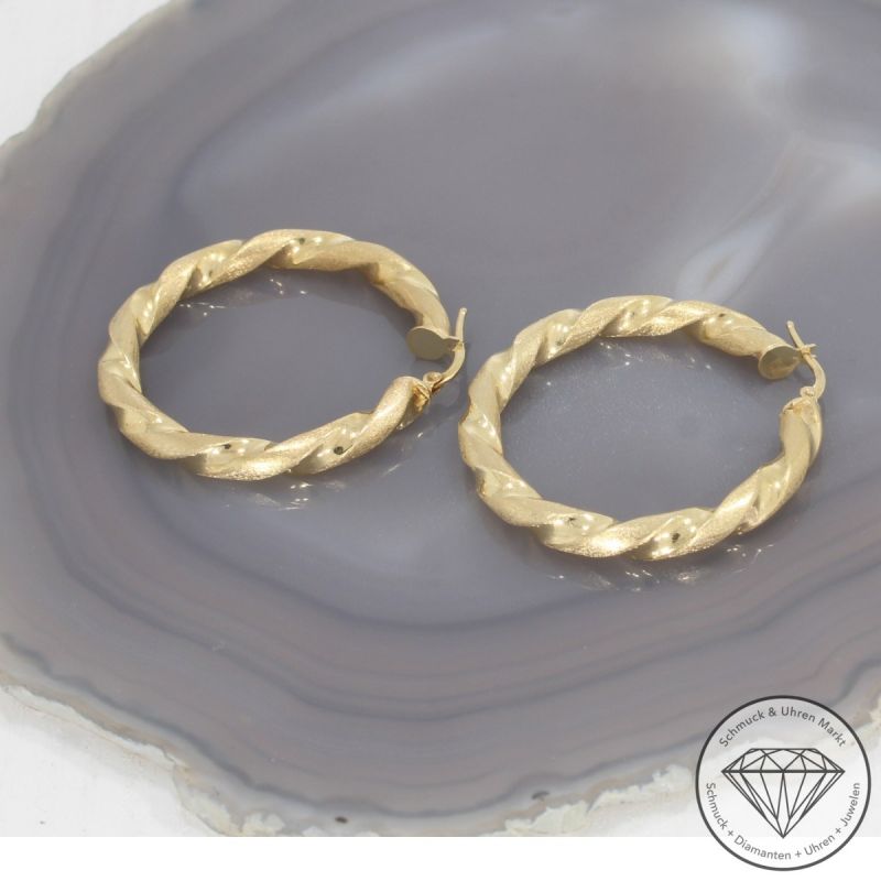 Wert 1350 € Ohrringe Creolen in 585er 14 K Gelbgold - 101619