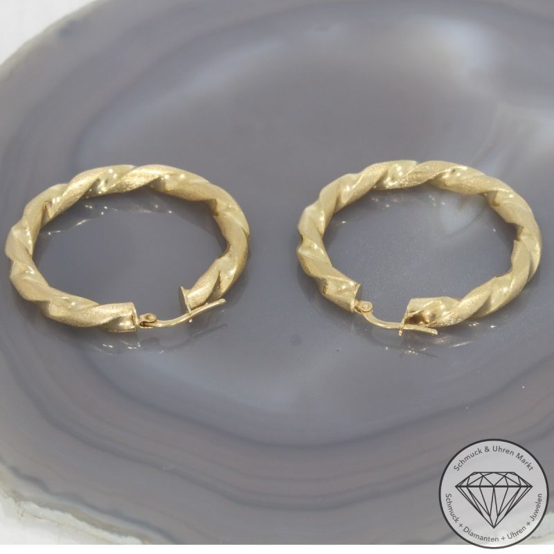 Wert 1350 € Ohrringe Creolen in 585er 14 K Gelbgold - 101619
