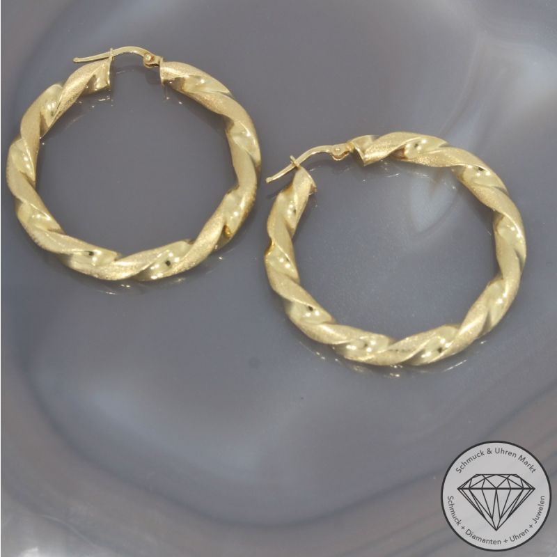 Wert 1350 € Ohrringe Creolen in 585er 14 K Gelbgold - 101619