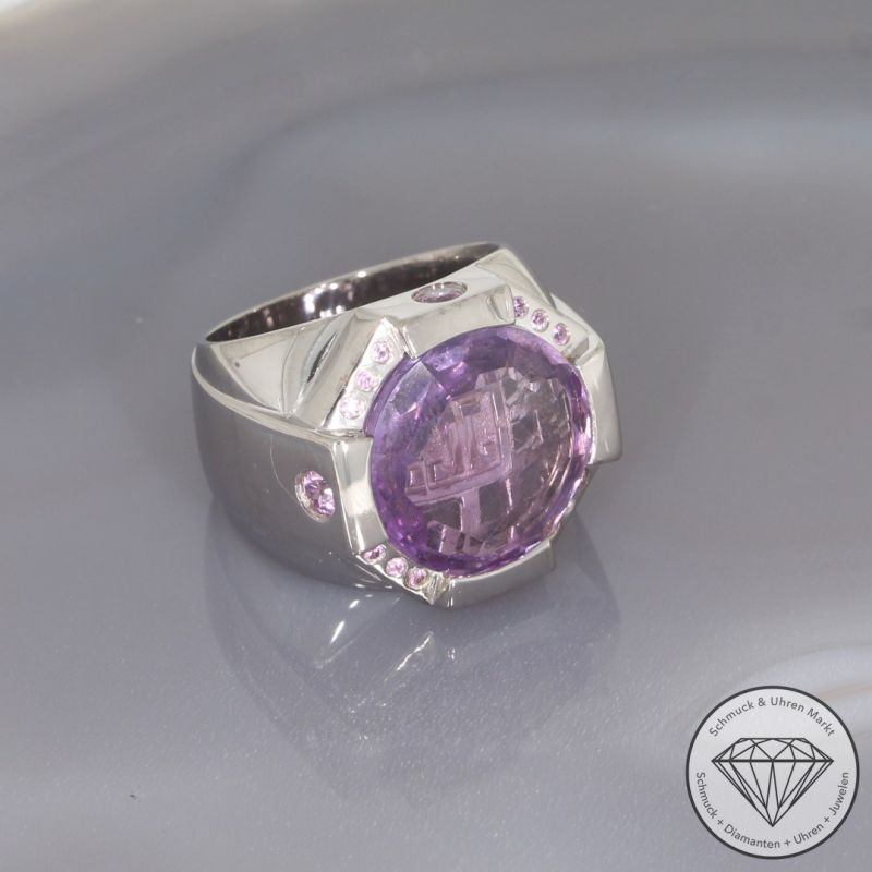 Wert 4800 € Jette Joop Amethyst Saphir Ring in 750er 18 K Weißgold - 101650