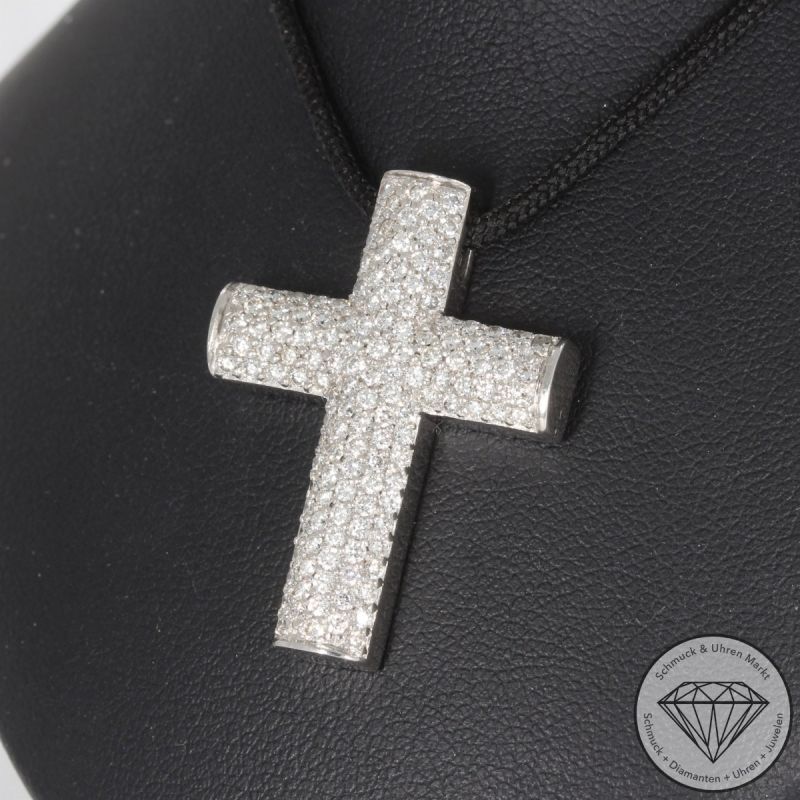 Wert 5650 € Christ Brillant Anhänger Kreuz (ca. 1,39 carat) in 585er 14 K Weißgold - 101706 