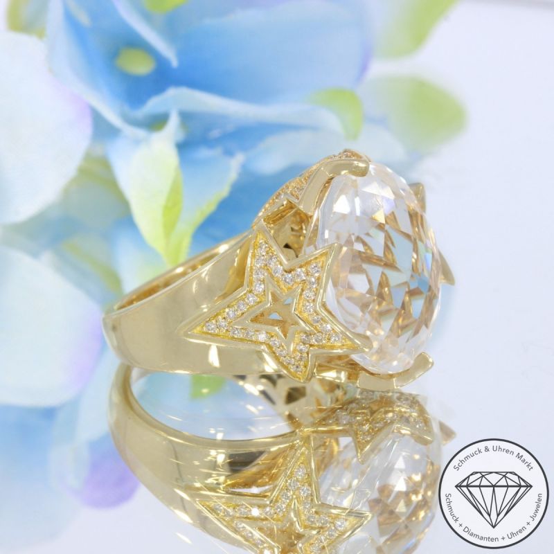 JETTE JOOP Brillant Bergkristall Ring in 750er 18 K Gelbgold - 101712