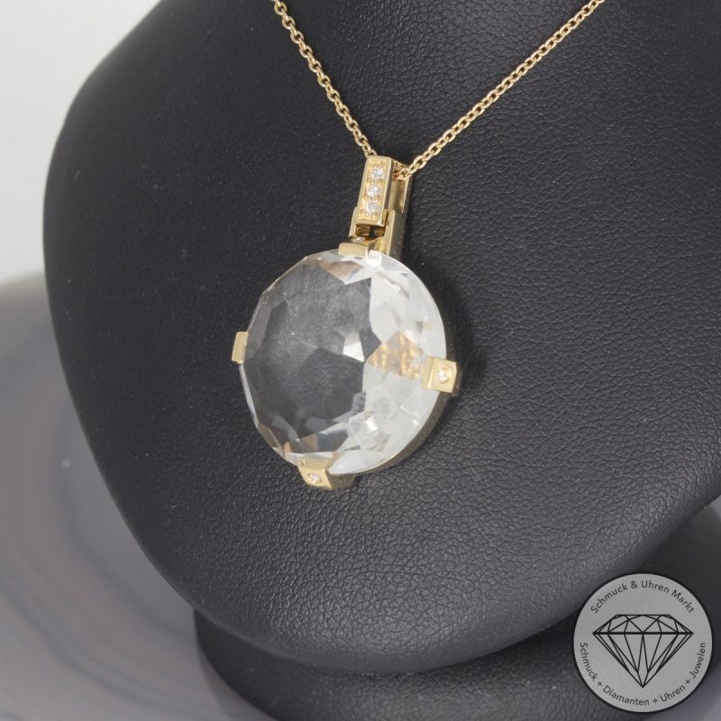 Brillant Bergkristall Anhänger mit Kette JETTE JOOP 750er/18 Karat Gelb Gold Länge 43,5 und 46,5 cm – 101714