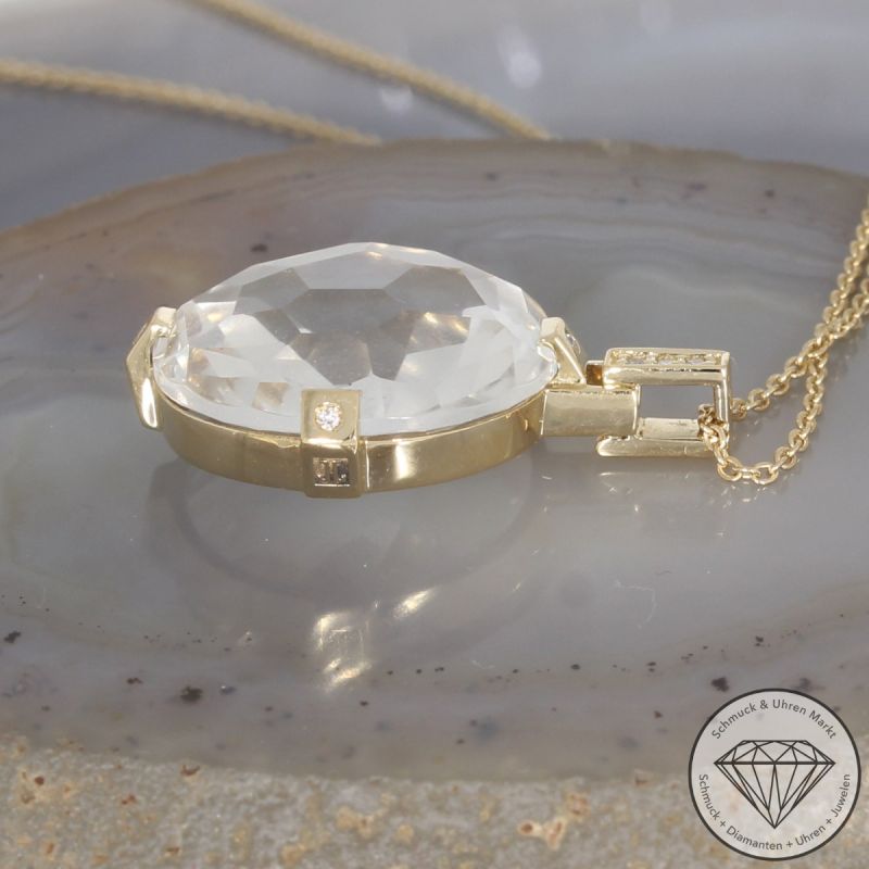Brillant Bergkristall Anhänger mit Kette JETTE JOOP 750er/18 Karat Gelb Gold Länge 43,5 und 46,5 cm – 101714