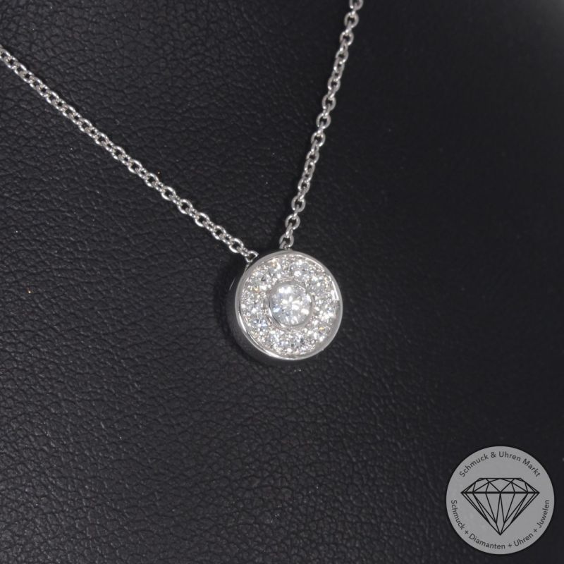 Wert 2290 € Brillant Anhänger & Kette (0,29 carat) in 585er 14 K Weißgold - H1865