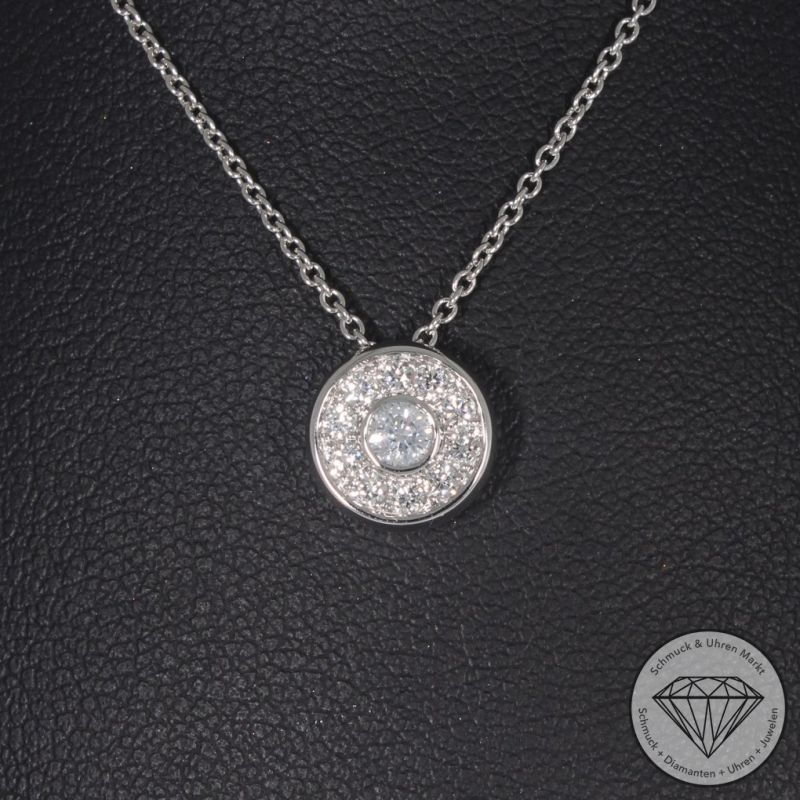 Wert 2290 € Brillant Anhänger & Kette (0,29 carat) in 585er 14 K Weißgold - H1865