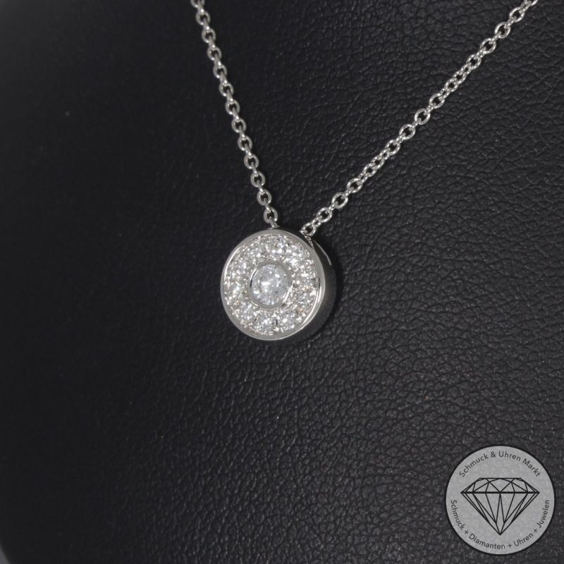Wert 2290 € Brillant Anhänger & Kette (0,29 carat) in 585er 14 K Weißgold - H1865