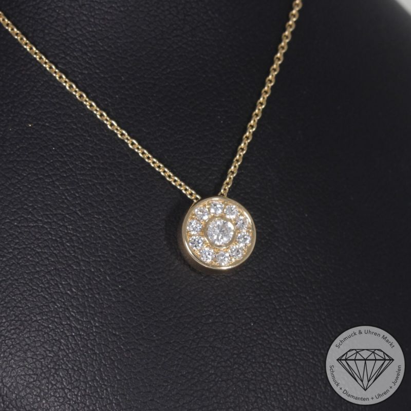 Wert 2290 € Brillant Anhänger & Kette (0,30 carat) in 585er 14 K Gelbgold - H1866