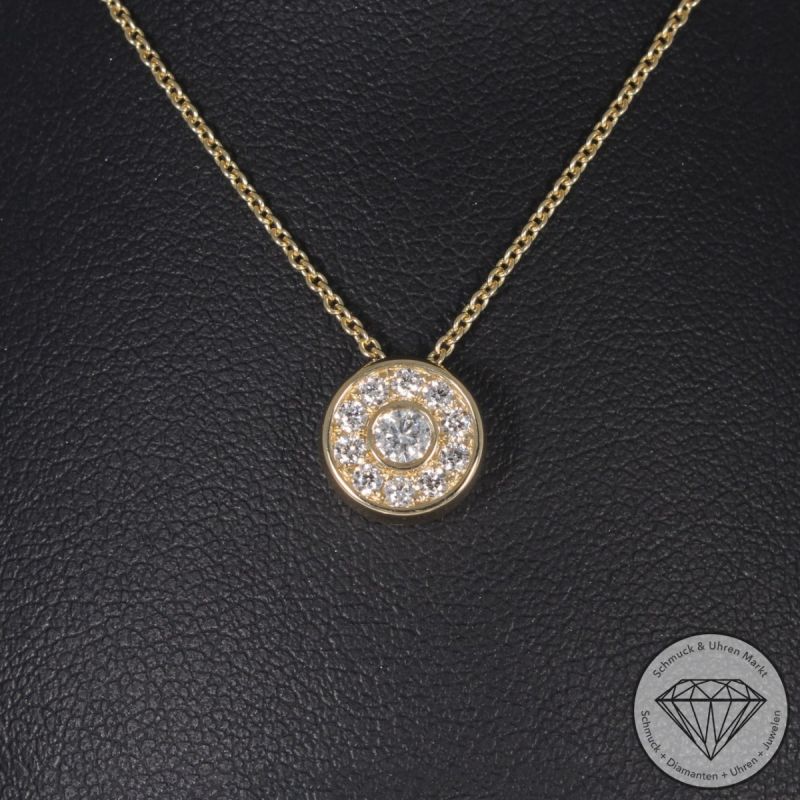 Wert 2290 € Brillant Anhänger & Kette (0,30 carat) in 585er 14 K Gelbgold - H1866
