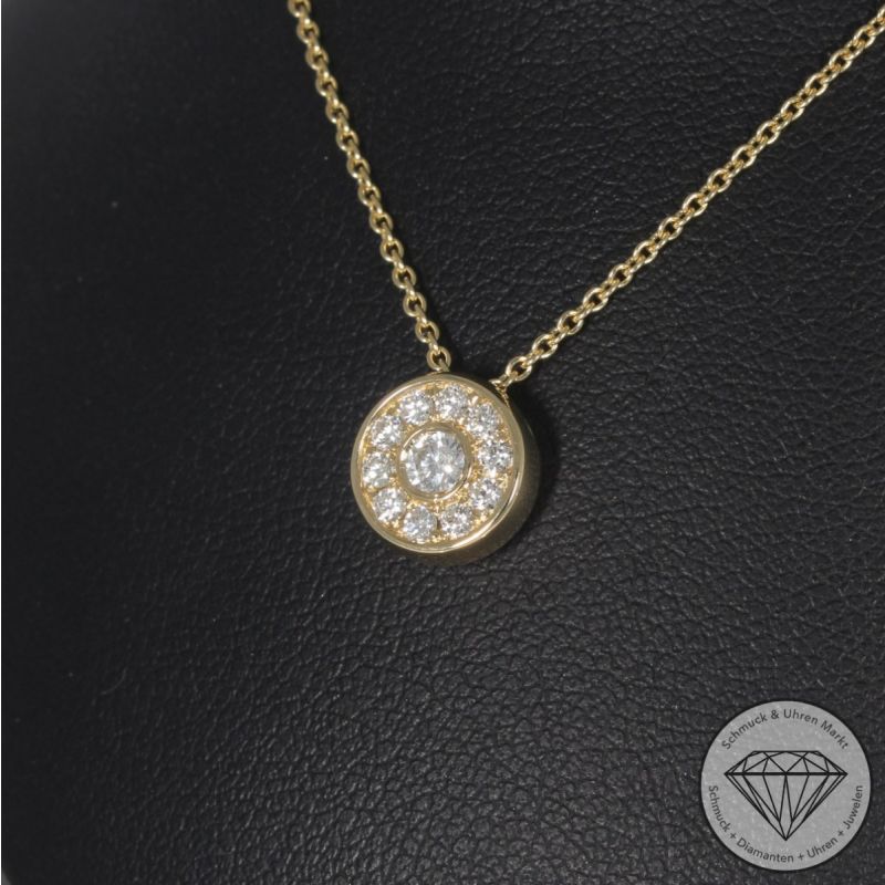 Wert 2290 € Brillant Anhänger & Kette (0,30 carat) in 585er 14 K Gelbgold - H1866