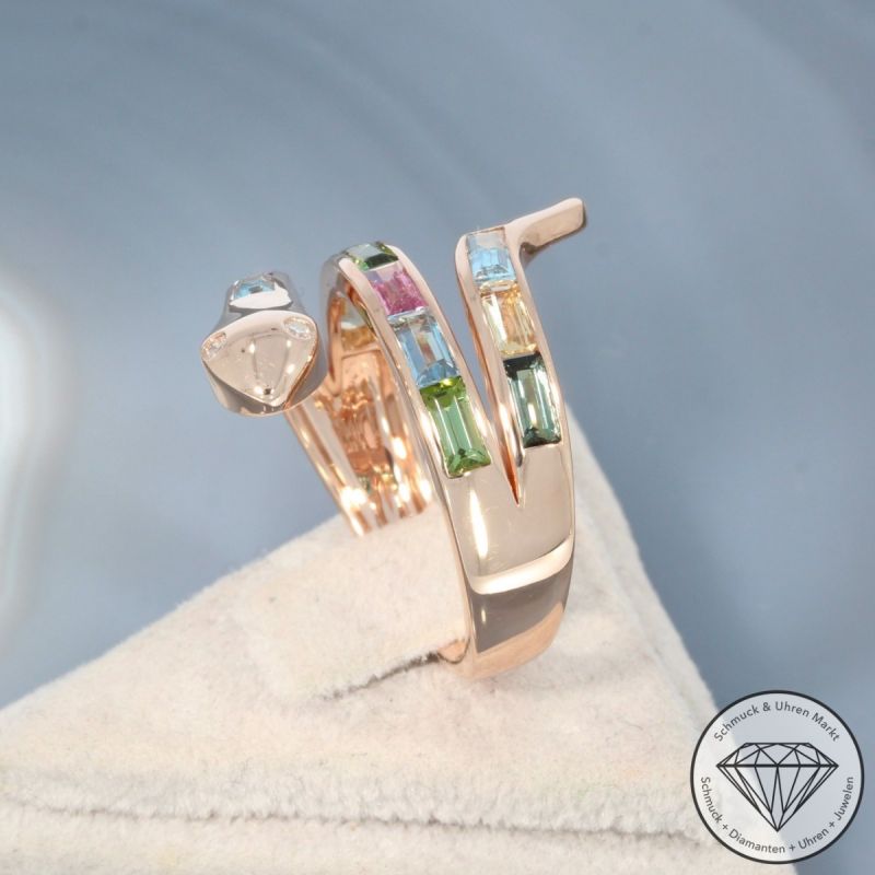 Wert 3090 € Brillant Farbedelstein Ring Schlange in 585er 14 K Rosegold - 101745