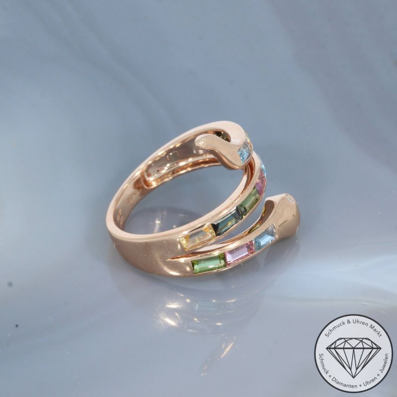 Wert 3090 € Brillant Farbedelstein Ring Schlange in 585er 14 K Rosegold - 101745