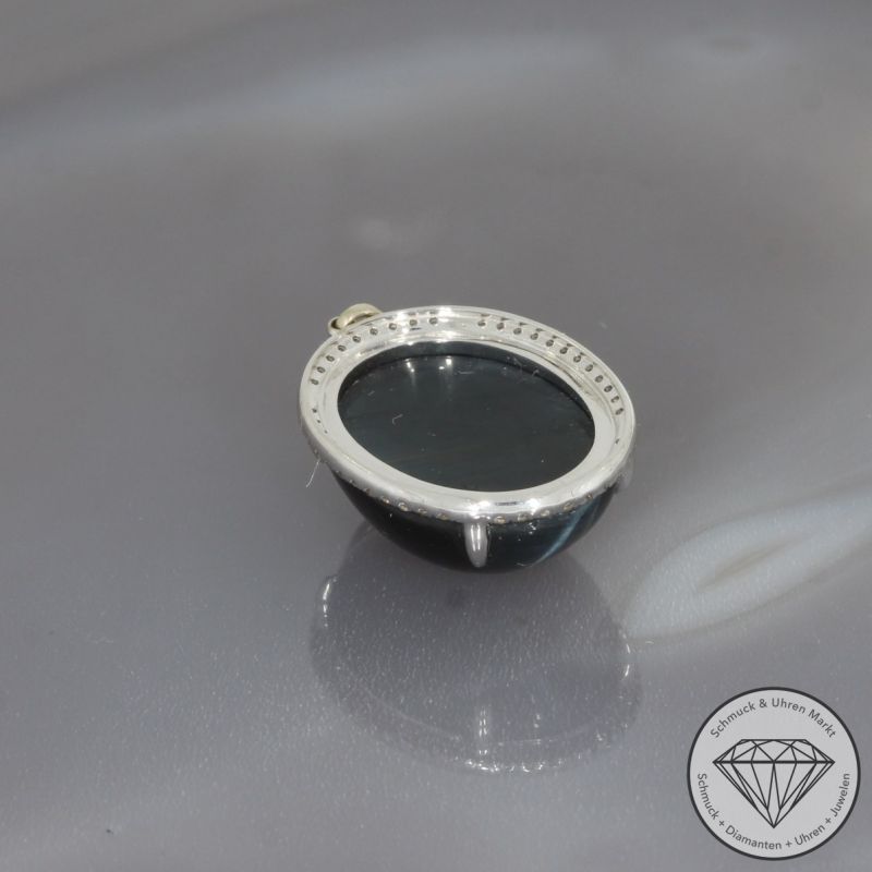 Wert 1490 € Brillant Tigerauge Anhänger in 750er 18 K Weißgold - 101768