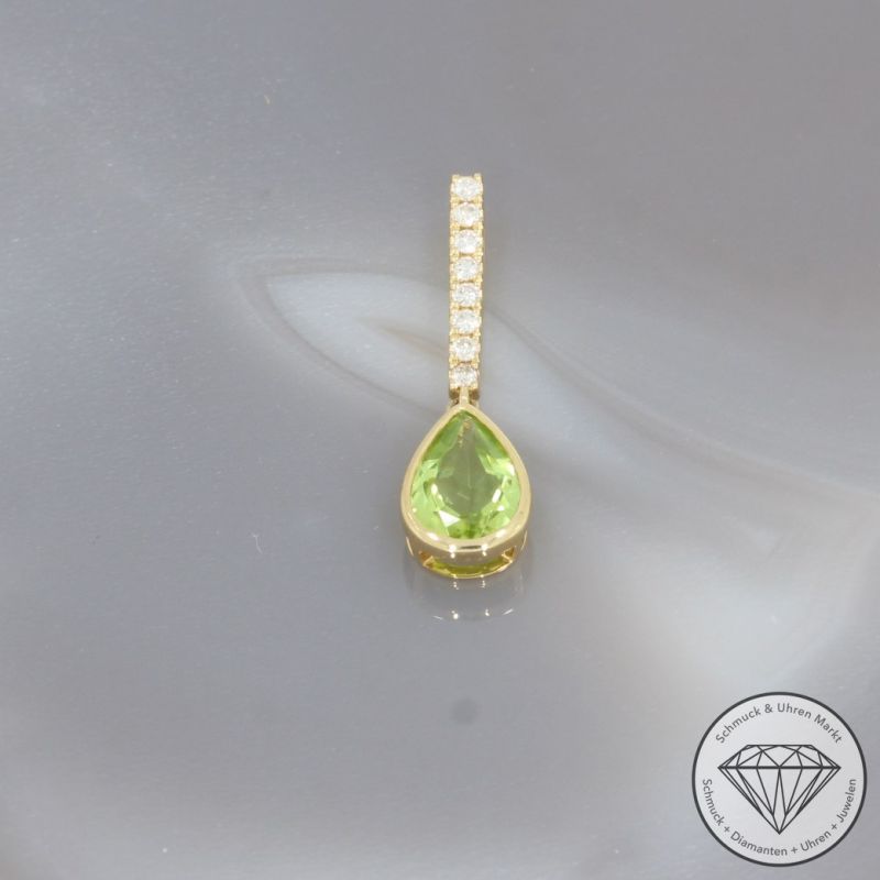 Sale! Wert 1690 € Brillant Peridot Anhänger in 750er 18 K Gelbgold - 101769