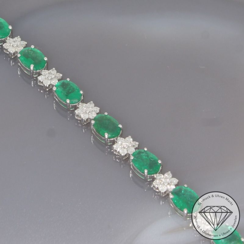Wert 14490 € Brillant Smaragd Armband in 750er 18 K Weißgold - 101790
