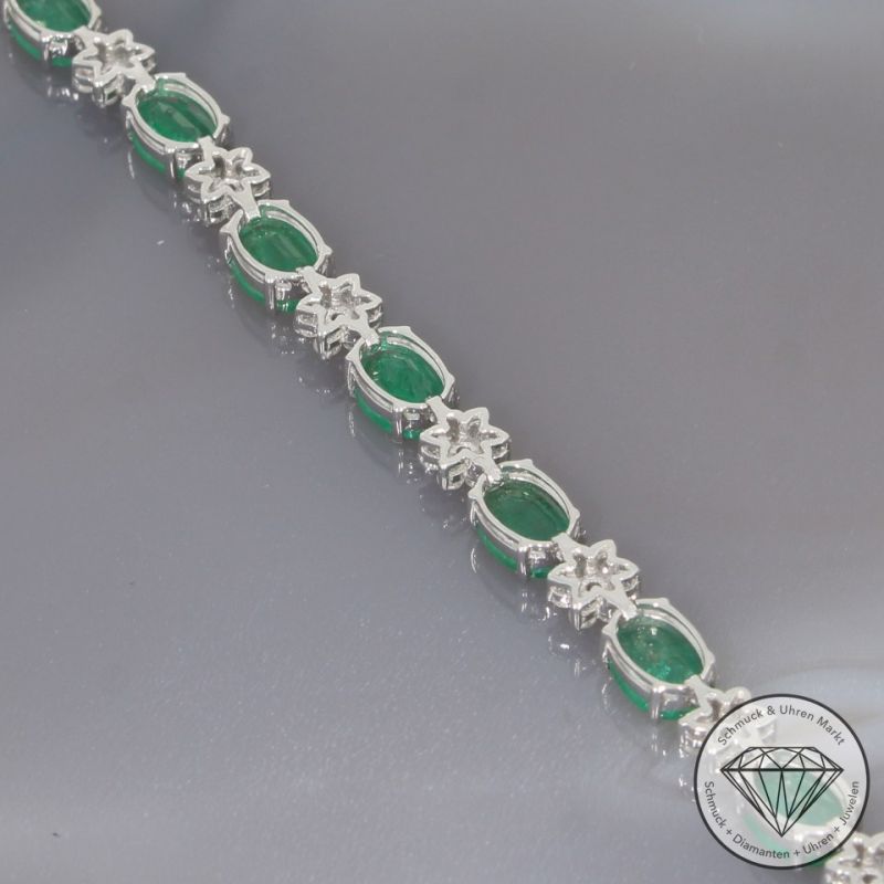 Wert 14490 € Brillant Smaragd Armband in 750er 18 K Weißgold - 101790