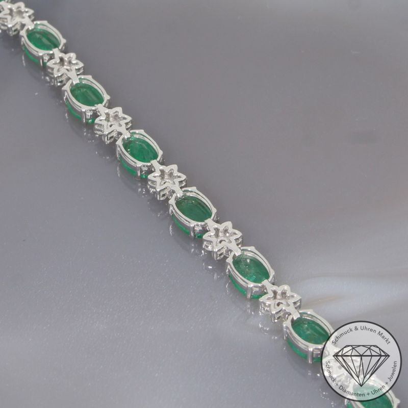 Wert 14490 € Brillant Smaragd Armband in 750er 18 K Weißgold - 101790