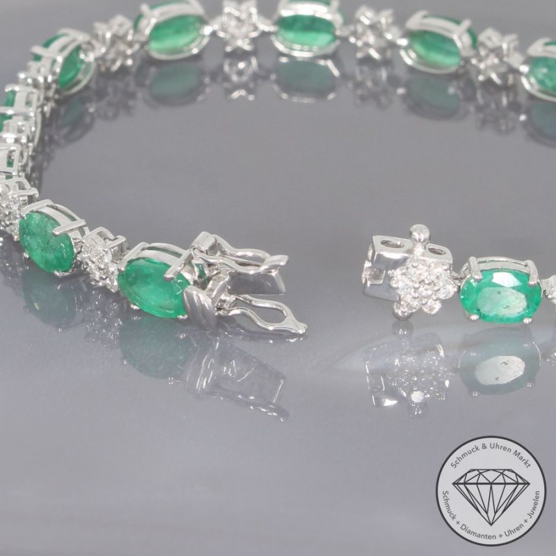 Wert 14490 € Brillant Smaragd Armband in 750er 18 K Weißgold - 101790