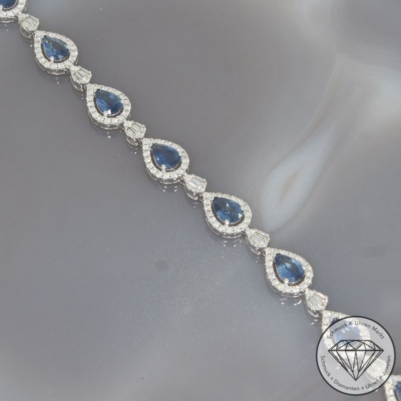 Wert 11250 € Brillant Diamant Saphir Armband in 750er 18 K Weißgold - 101798