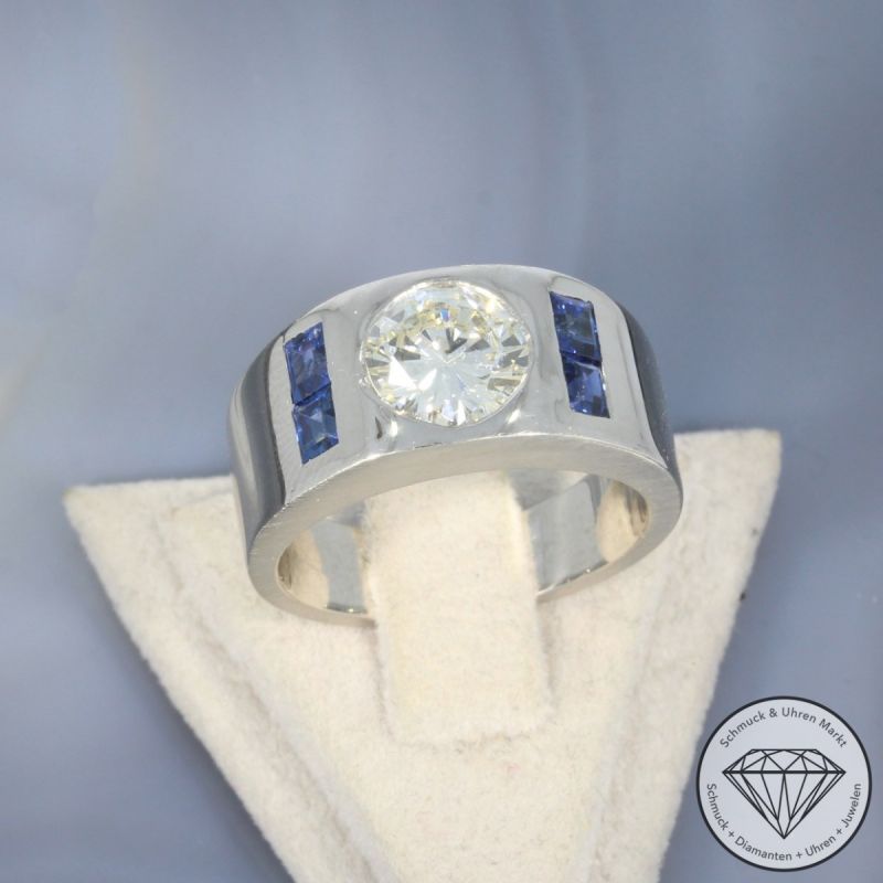 Wert 23800 € Brillant Saphir Ring in 585er 14 K Weißgold - 101805