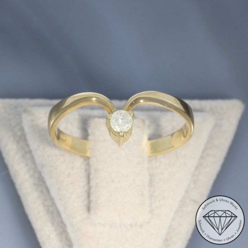 Wert 890 € Solitär Brillant Ring (ca. 0,10 carat) in 585er 14 K Gelbgold - 101808