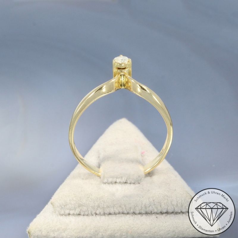 Wert 890 € Solitär Brillant Ring (ca. 0,10 carat) in 585er 14 K Gelbgold - 101808