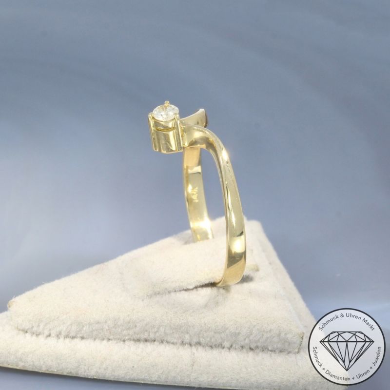Wert 890 € Solitär Brillant Ring (ca. 0,10 carat) in 585er 14 K Gelbgold - 101808