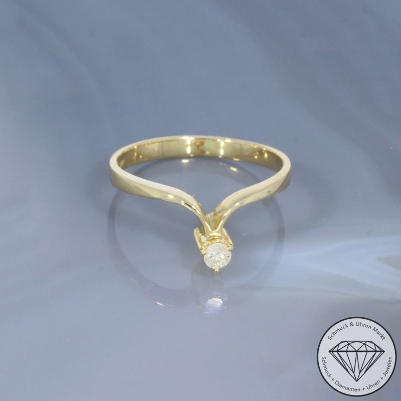 Wert 890 € Solitär Brillant Ring (ca. 0,10 carat) in 585er 14 K Gelbgold - 101808