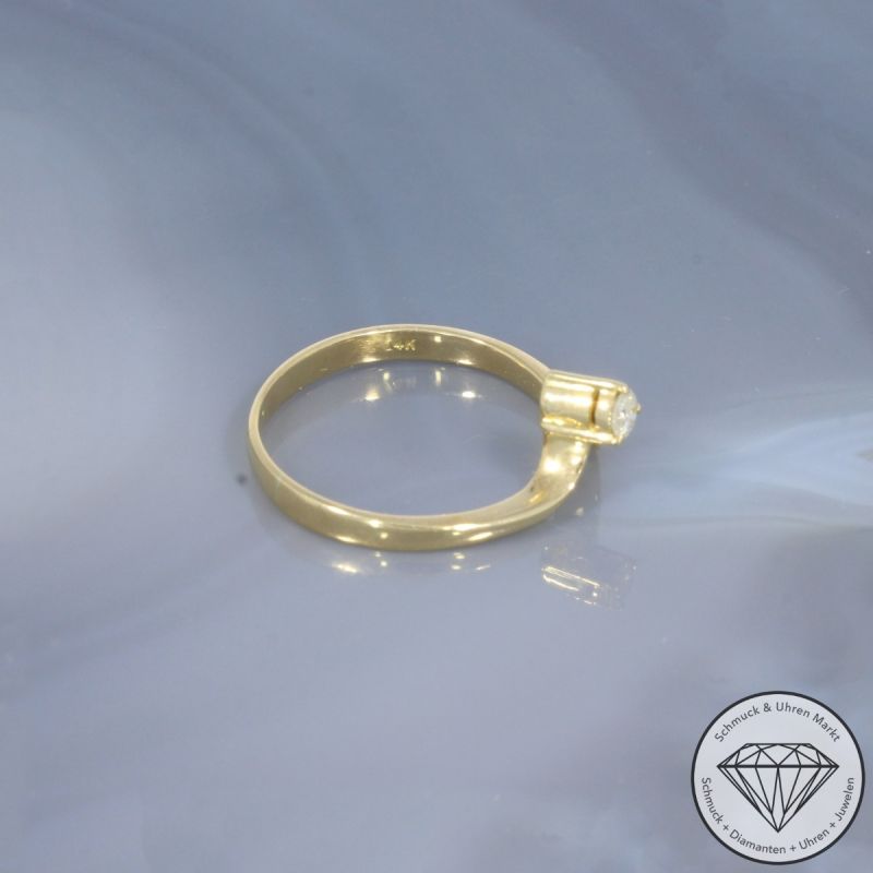 Wert 890 € Solitär Brillant Ring (ca. 0,10 carat) in 585er 14 K Gelbgold - 101808