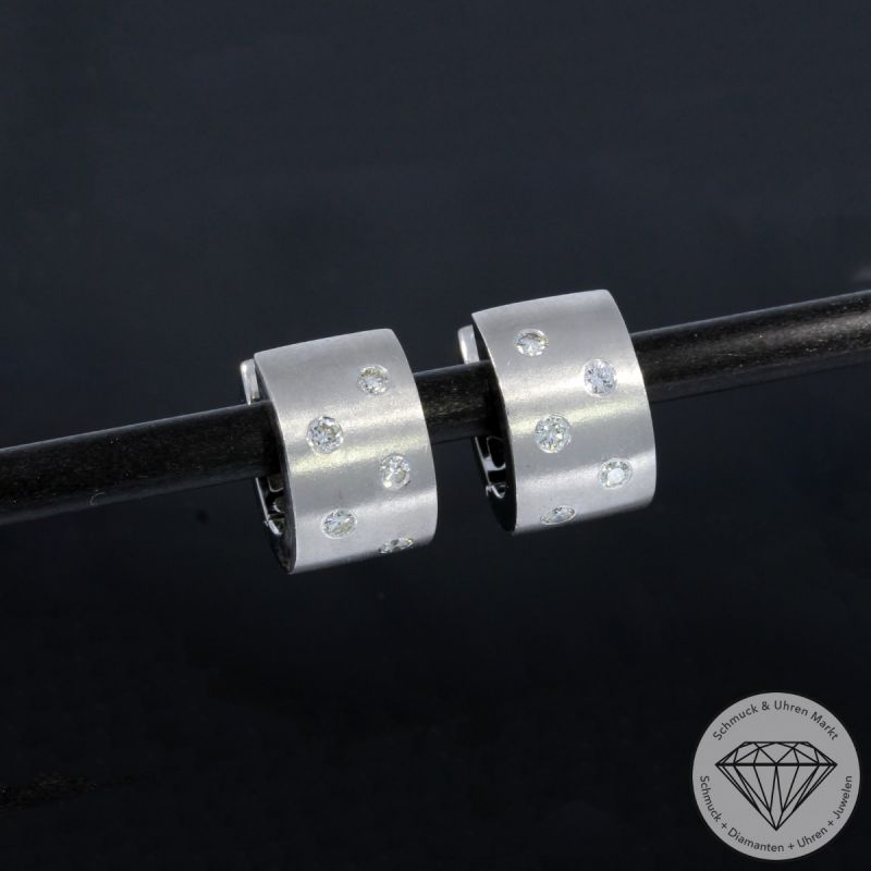 Wert 3490 € Brillant Ohrringe Creolen (ca. 0,30 carat) in 750er 18 K Weißgold - 101819