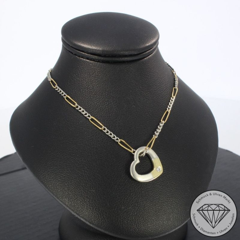 Wert 1590 € Solitär Diamant Anhänger mit Kette (ca. 0,02 carat) in 750er 18 K Gelbgold & und 950er Platin - 101820