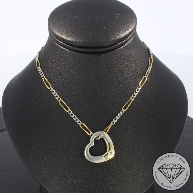 Wert 1590 € Solitär Diamant Anhänger mit Kette (ca. 0,02 carat) in 750er 18 K Gelbgold & und 950er Platin - 101820