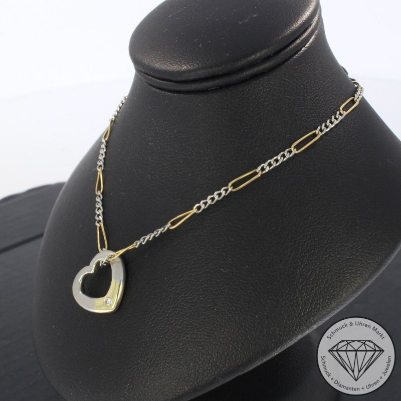 Wert 1590 € Solitär Diamant Anhänger mit Kette (ca. 0,02 carat) in 750er 18 K Gelbgold & und 950er Platin - 101820