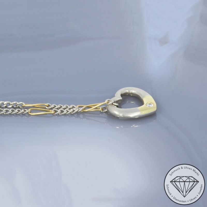 Wert 1590 € Solitär Diamant Anhänger mit Kette (ca. 0,02 carat) in 750er 18 K Gelbgold & und 950er Platin - 101820
