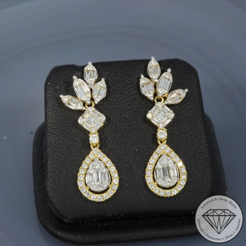 Wert 5050 € Brillant Diamant Ohrringe in 750er 18 K Gelbgold - 101825