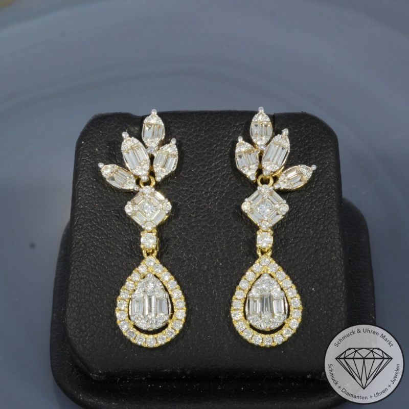 Wert 5050 € Brillant Diamant Ohrringe in 750er 18 K Gelbgold - 101825